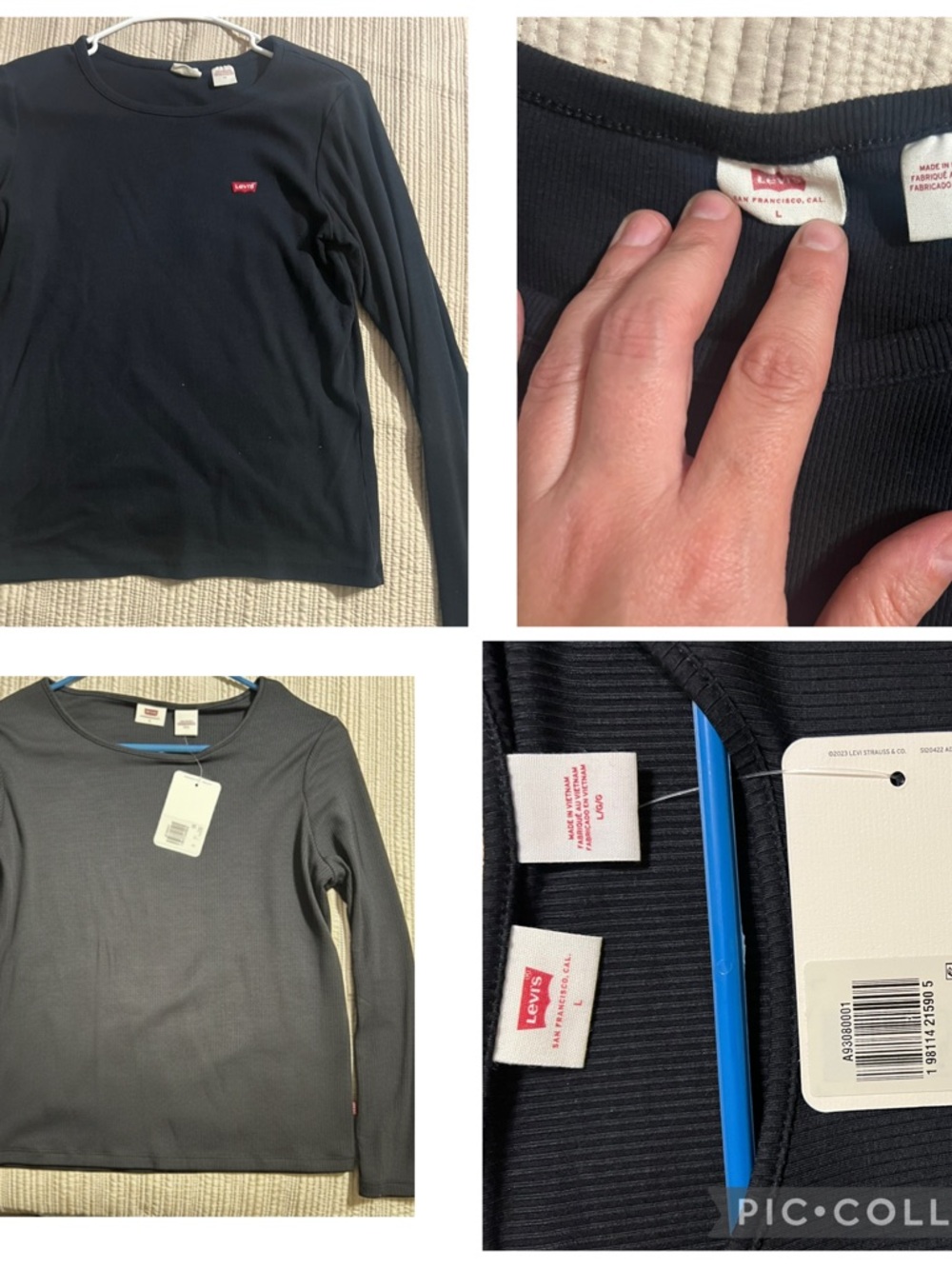 Levi's Wmn’s L Black Long-Sleeve Crew Neck Shirts